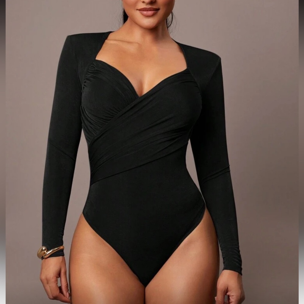 Elegant Black Long Sleeve Bodysuit